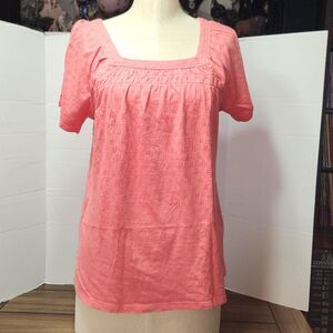 Style & Co SS Blouse Peach Md